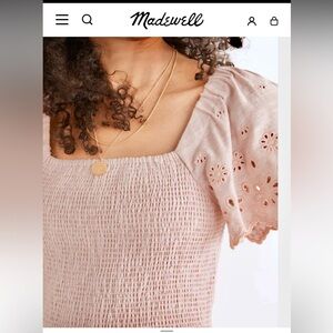 Madewell Lucie Smocked Midi Dress with Eyelet Flutter Sleeves. Size small